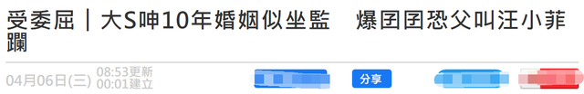 港媒曝大S聊天记录，感叹10年婚姻似坐牢，儿子哭喊不要爸爸回来